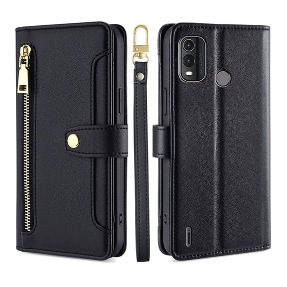 For Nokia G11 Plus Lite Sheep Texture Cross-body Zipper Wallet Leather Phone Case(Black)