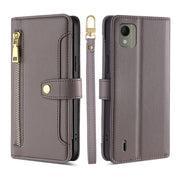 For Nokia C110 4G Lite Sheep Texture Cross-body Zipper Wallet Leather Phone Case(Grey)