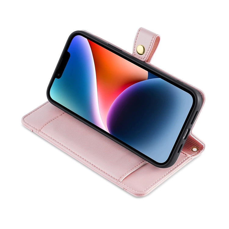 For Nokia C110 4G Lite Sheep Texture Cross-body Zipper Wallet Leather Phone Case(Pink)