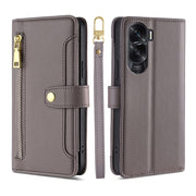For Honor X50i 5G / 9 Lite Sheep Texture Cross-body Zipper Wallet Leather Phone Case(Grey)
