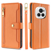 For Honor Magic6 Pro 5G Sheep Texture Cross-body Zipper Wallet Leather Phone Case(Orange)