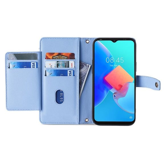 For Honor Magic6 Pro 5G Sheep Texture Cross-body Zipper Wallet Leather Phone Case(Blue)