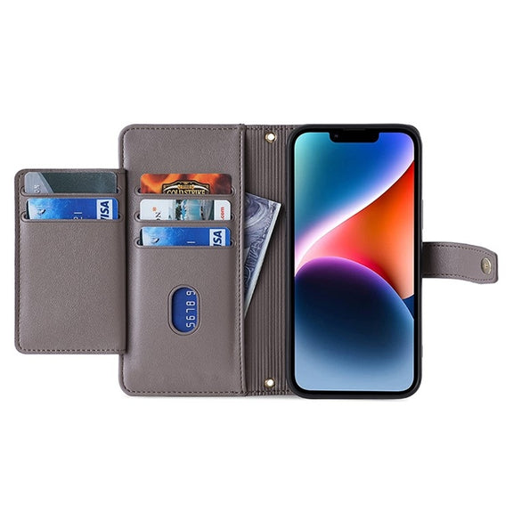 For Honor Magic6 Pro 5G Sheep Texture Cross-body Zipper Wallet Leather Phone Case(Grey)