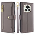 For Honor Magic6 5G Sheep Texture Cross-body Zipper Wallet Leather Phone Case(Grey) - Honor Cases by PMC TechLife | Online Shopping South Africa | PMC TechLife | Buy Now Pay Later Mobicred