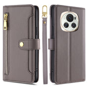 For Honor Magic6 5G Sheep Texture Cross-body Zipper Wallet Leather Phone Case(Grey)