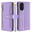 For Honor 200 5G Sheep Texture Cross-body Zipper Wallet Leather Phone Case(Purple) - Honor Cases by PMC TechLife | Online Shopping South Africa | PMC TechLife | Buy Now Pay Later Mobicred