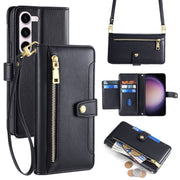For Samsung Galaxy S24+ 5G Sheep Texture Cross-body Zipper Wallet Leather Phone Case(Black)
