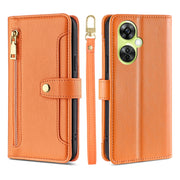 For OnePlus Nord CE 3 Lite 5G Sheep Texture Cross-body Zipper Wallet Leather Phone Case(Orange)