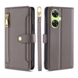 For OnePlus Nord CE 3 Lite 5G Sheep Texture Cross-body Zipper Wallet Leather Phone Case(Grey) - OnePlus Cases by PMC TechLife | Online Shopping South Africa | PMC TechLife | Buy Now Pay Later Mobicred