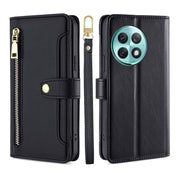 For OnePlus Ace 2 Pro Sheep Texture Cross-body Zipper Wallet Leather Phone Case(Black)