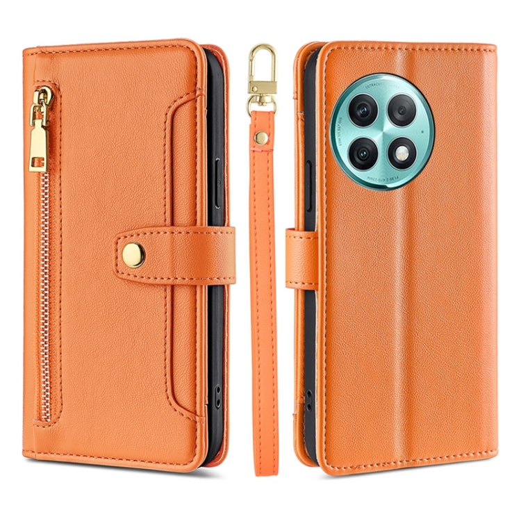 For OnePlus Ace 2 Pro Sheep Texture Cross-body Zipper Wallet Leather Phone Case(Orange)