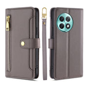 For OnePlus Ace 2 Pro Sheep Texture Cross-body Zipper Wallet Leather Phone Case(Grey)