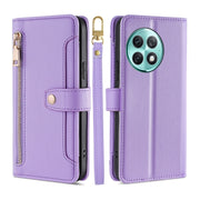 For OnePlus Ace 2 Pro Sheep Texture Cross-body Zipper Wallet Leather Phone Case(Purple)