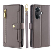For OnePlus Nord CE3 5G Sheep Texture Cross-body Zipper Wallet Leather Phone Case(Grey)