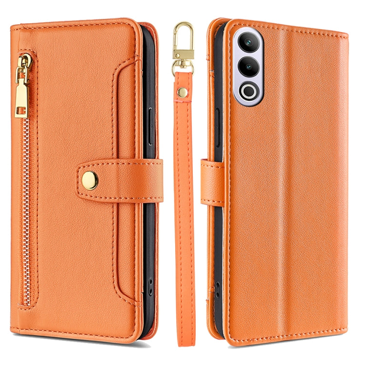 For OnePlus Ace 3V 5G Sheep Texture Cross-body Zipper Wallet Leather Phone Case(Orange)