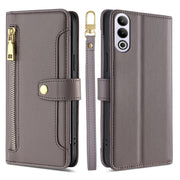 For OnePlus Ace 3V 5G Sheep Texture Cross-body Zipper Wallet Leather Phone Case(Grey)