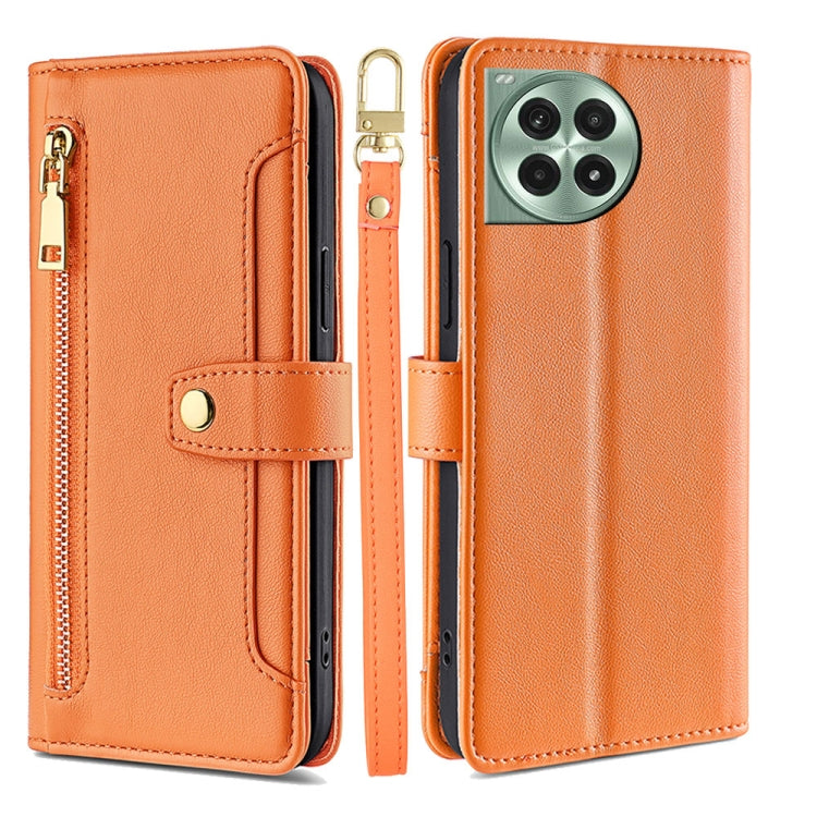 For OnePlus Ace 3 Pro 5G Sheep Texture Cross-body Zipper Wallet Leather Phone Case(Orange)