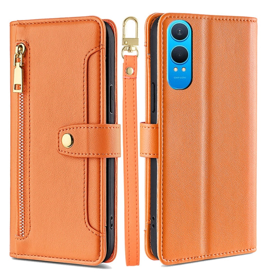 For OnePlus Nord CE 4 Lite 5G Sheep Texture Cross-body Zipper Wallet Leather Phone Case(Orange)