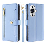 For Huawei nova 11 4G Sheep Texture Cross-body Zipper Wallet Leather Phone Case(Blue)