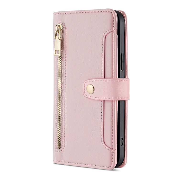 For Huawei nova 11 4G Sheep Texture Cross-body Zipper Wallet Leather Phone Case(Pink)