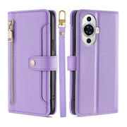For Huawei nova 11 4G Sheep Texture Cross-body Zipper Wallet Leather Phone Case(Purple)