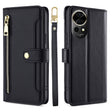 For Huawei nova 12 5G Sheep Texture Cross-body Zipper Wallet Leather Phone Case(Black) - Huawei Cases by PMC TechLife | Online Shopping South Africa | PMC TechLife | Buy Now Pay Later Mobicred