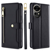 For Huawei nova 12 5G Sheep Texture Cross-body Zipper Wallet Leather Phone Case(Black)