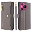 For Huawei Pura 70 5G Sheep Texture Cross-body Zipper Wallet Leather Phone Case(Grey) - Huawei Cases by PMC Jewellery | Online Shopping South Africa | PMC Jewellery | Buy Now Pay Later Mobicred