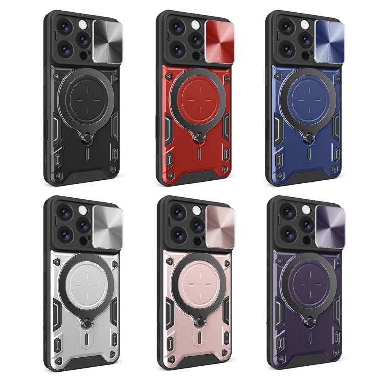 For iPhone 16 Pro CD Texture Sliding Camshield Magnetic Holder Phone Case(Red)