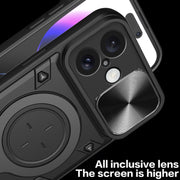 For iPhone 16 CD Texture Sliding Camshield Magnetic Holder Phone Case(Black)