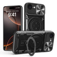 For iPhone 16e CD Texture Sliding Camshield Magnetic Holder Phone Case(Black) - iPhone 16e Cases by PMC TechLife | Online Shopping South Africa | PMC TechLife | Buy Now Pay Later Mobicred