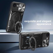 For iPhone 16e CD Texture Sliding Camshield Magnetic Holder Phone Case(Black)