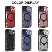 For iPhone 16e CD Texture Sliding Camshield Magnetic Holder Phone Case(Red)
