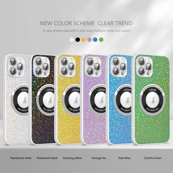 For iPhone 14 Colorful Glitter Magnetic Magsafe TPU + PC Phone Case(Colorful Green)
