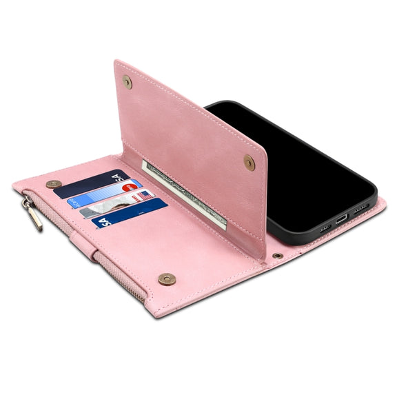 For Google Pixel 7a ESEBLE Retro Frosted RFID Flip Leather Phone Case(Rose Gold)