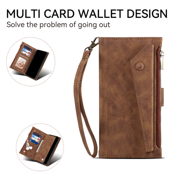 For Google Pixel 8 Pro ESEBLE Retro Frosted RFID Flip Leather Phone Case(Brown)