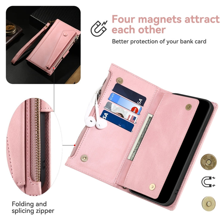 For Google Pixel 8A ESEBLE Retro Frosted RFID Flip Leather Phone Case(Rose Gold)