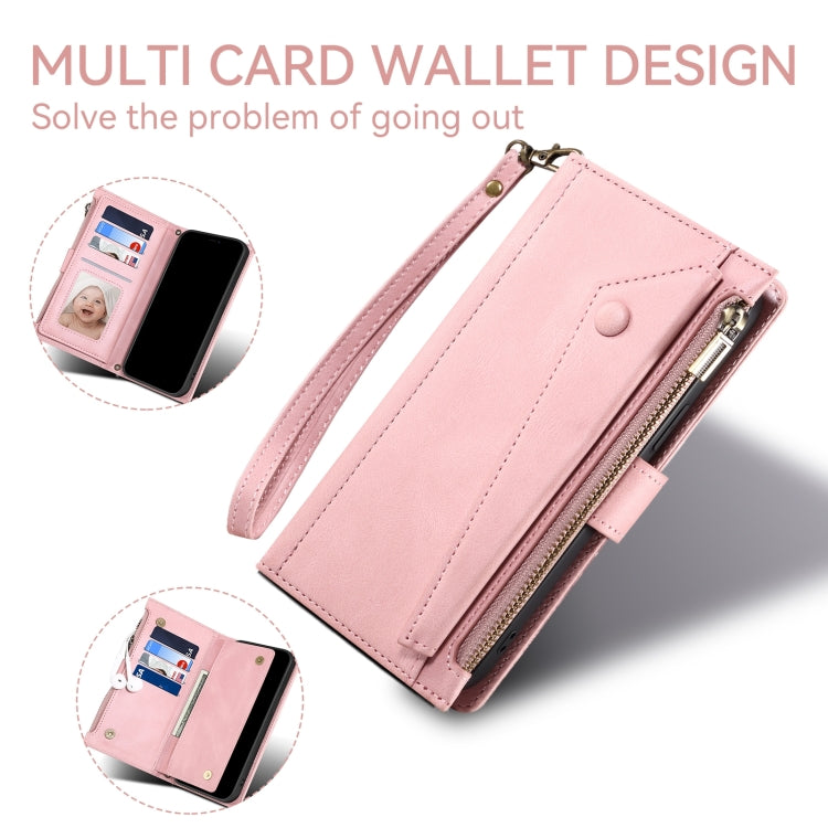 For Google Pixel 8A ESEBLE Retro Frosted RFID Flip Leather Phone Case(Rose Gold)
