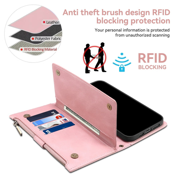 For Google Pixel 8A ESEBLE Retro Frosted RFID Flip Leather Phone Case(Rose Gold)