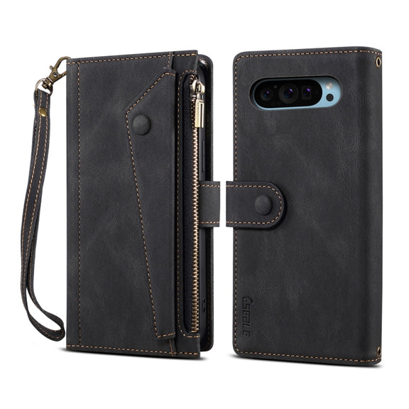 For Google Pixel 9 / 9 Pro ESEBLE Retro Frosted RFID Flip Leather Phone Case(Black)