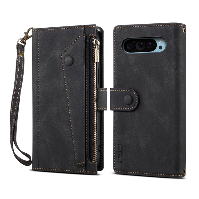 For Google Pixel 9 / 9 Pro ESEBLE Retro Frosted RFID Flip Leather Phone Case(Black)