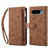 For Google Pixel 9 / 9 Pro ESEBLE Retro Frosted RFID Flip Leather Phone Case(Brown)
