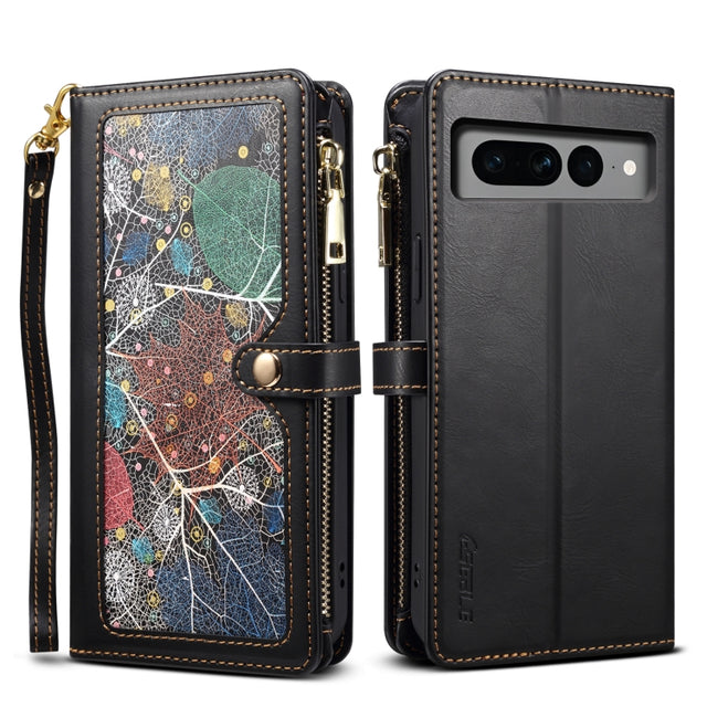 For Google Pixel 8 ESEBLE Star Series Lanyard Zipper Wallet RFID Leather Case(Black)
