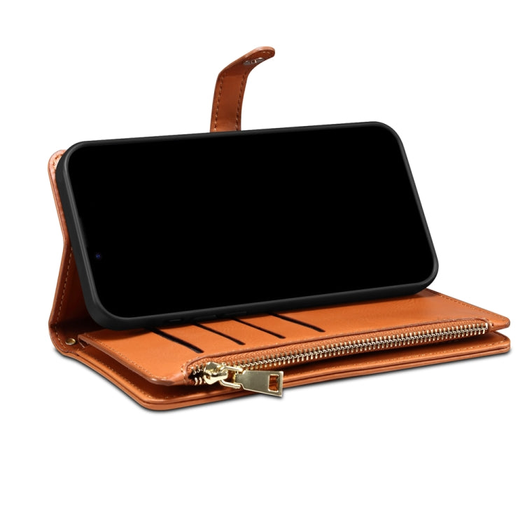 For Google Pixel 7a ESEBLE Star Series Lanyard Zipper Wallet RFID Leather Case(Brown)
