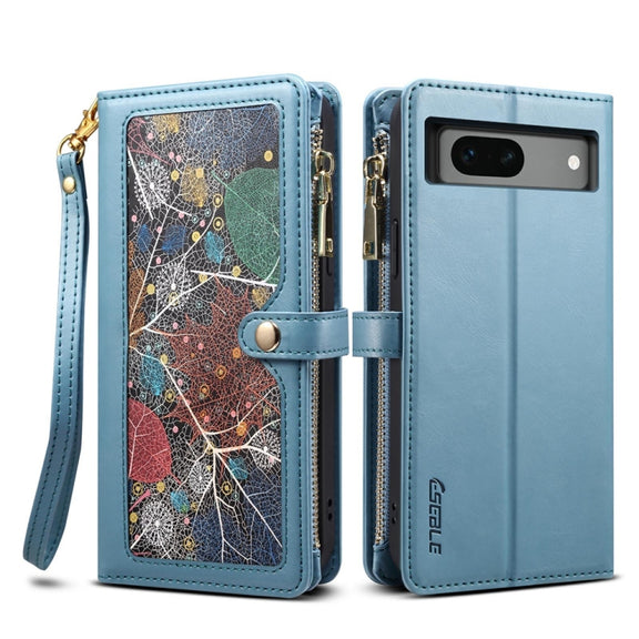 For Google Pixel 7a ESEBLE Star Series Lanyard Zipper Wallet RFID Leather Case(Blue)