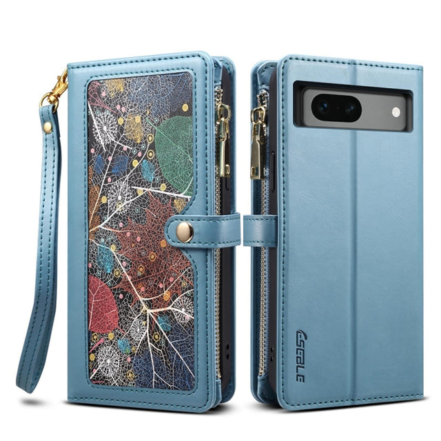 For Google Pixel 7a ESEBLE Star Series Lanyard Zipper Wallet RFID Leather Case(Blue)