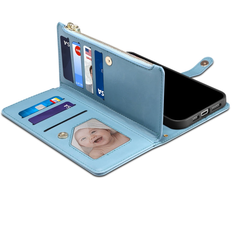 For Google Pixel 7a ESEBLE Star Series Lanyard Zipper Wallet RFID Leather Case(Blue)