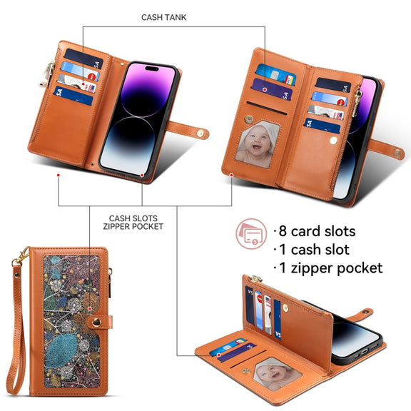 For Google Pixel 8 Pro ESEBLE Star Series Lanyard Zipper Wallet RFID Leather Case(Brown)