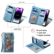 For Google Pixel 8 Pro ESEBLE Star Series Lanyard Zipper Wallet RFID Leather Case(Blue)