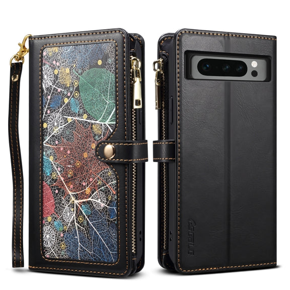 For Google Pixel 8 Pro ESEBLE Star Series Lanyard Zipper Wallet RFID Leather Case(Black)